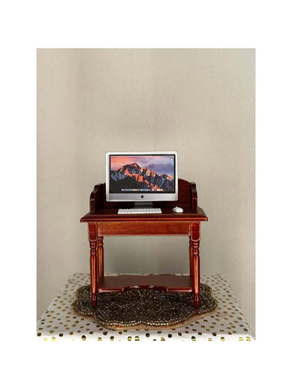 Dollhouse miniatures desk & Apple computer